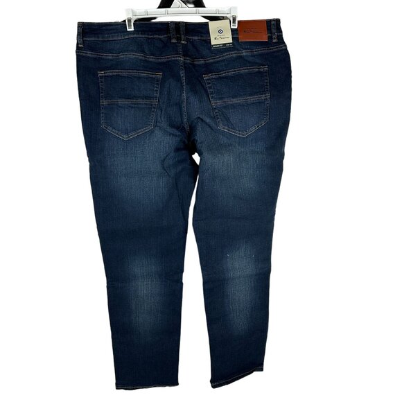 Ben Sherman Mens Stretch Skinny Fit Jeans - 42W 32L - Dark Wash Denim NEW - Picture 2 of 9